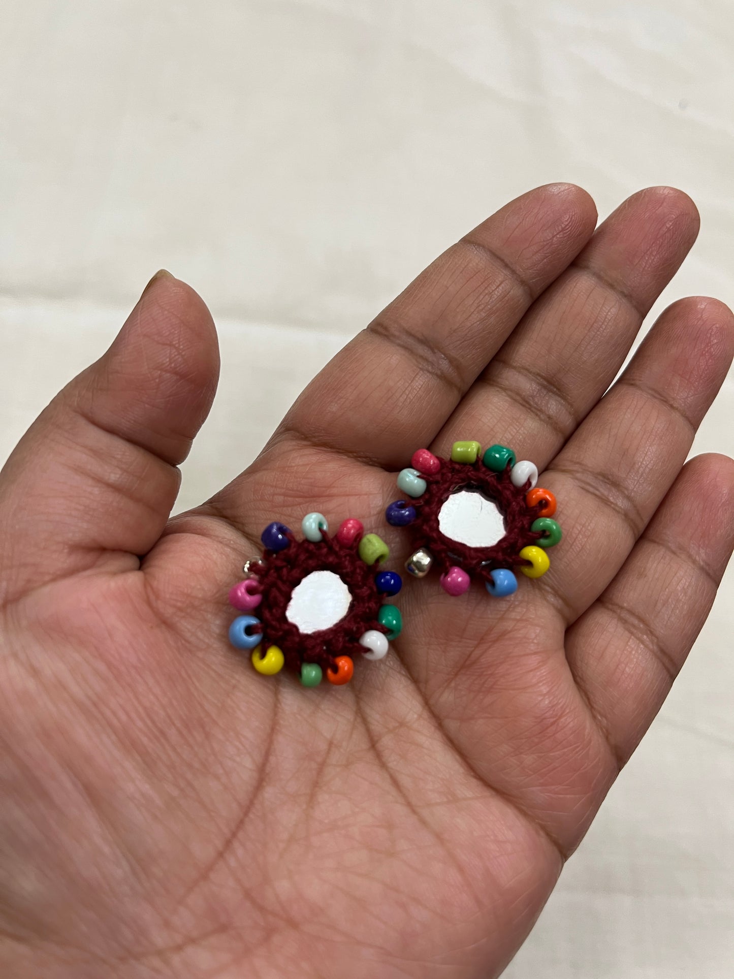 Beaded Mini Mirror Buttons