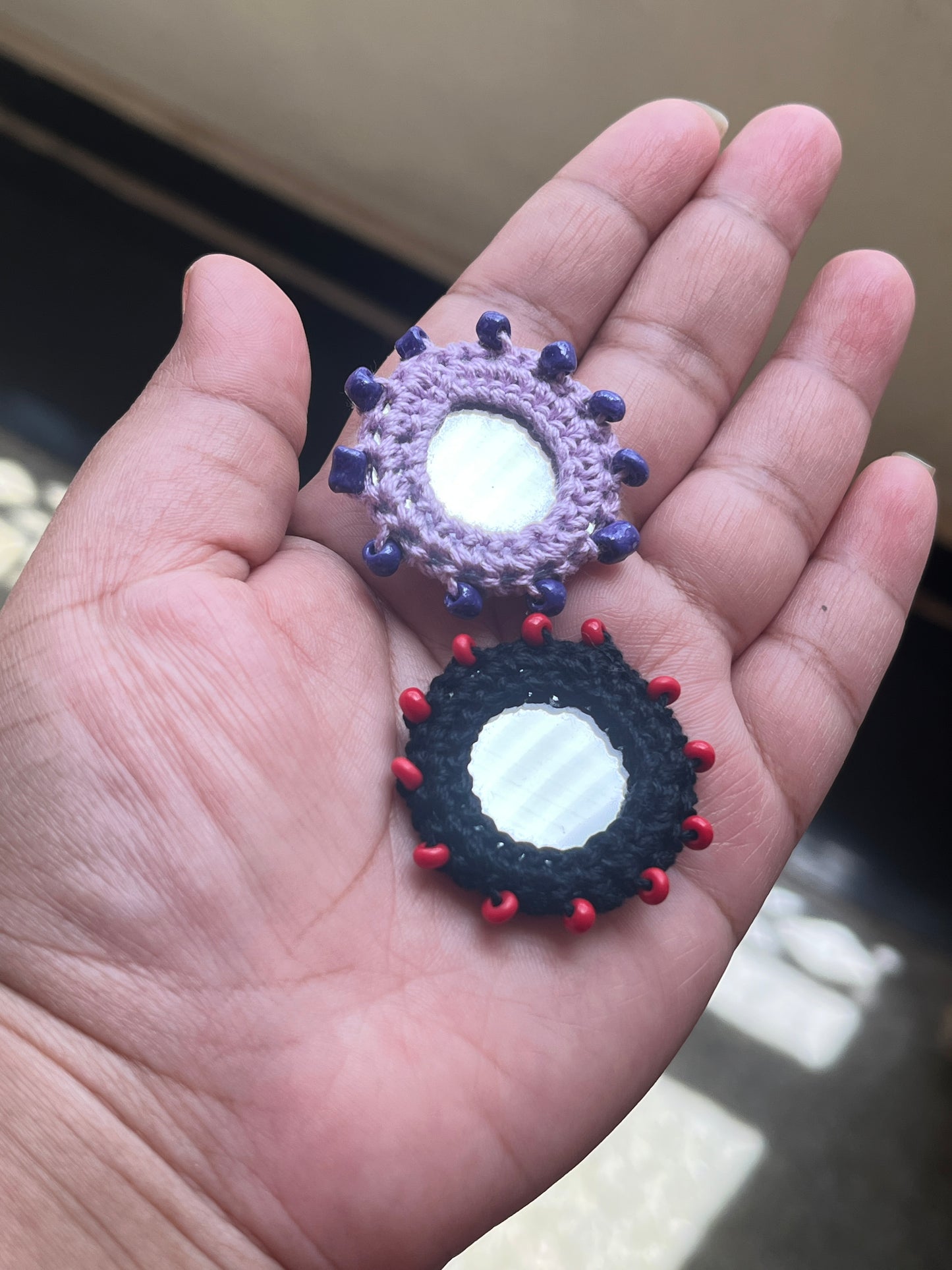 Beaded Mirror Buttons