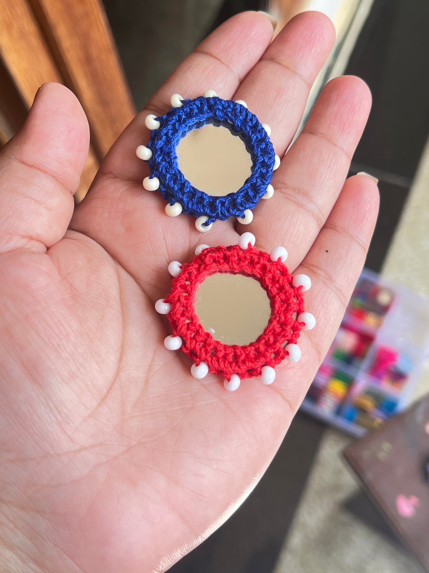 Beaded Mirror Buttons