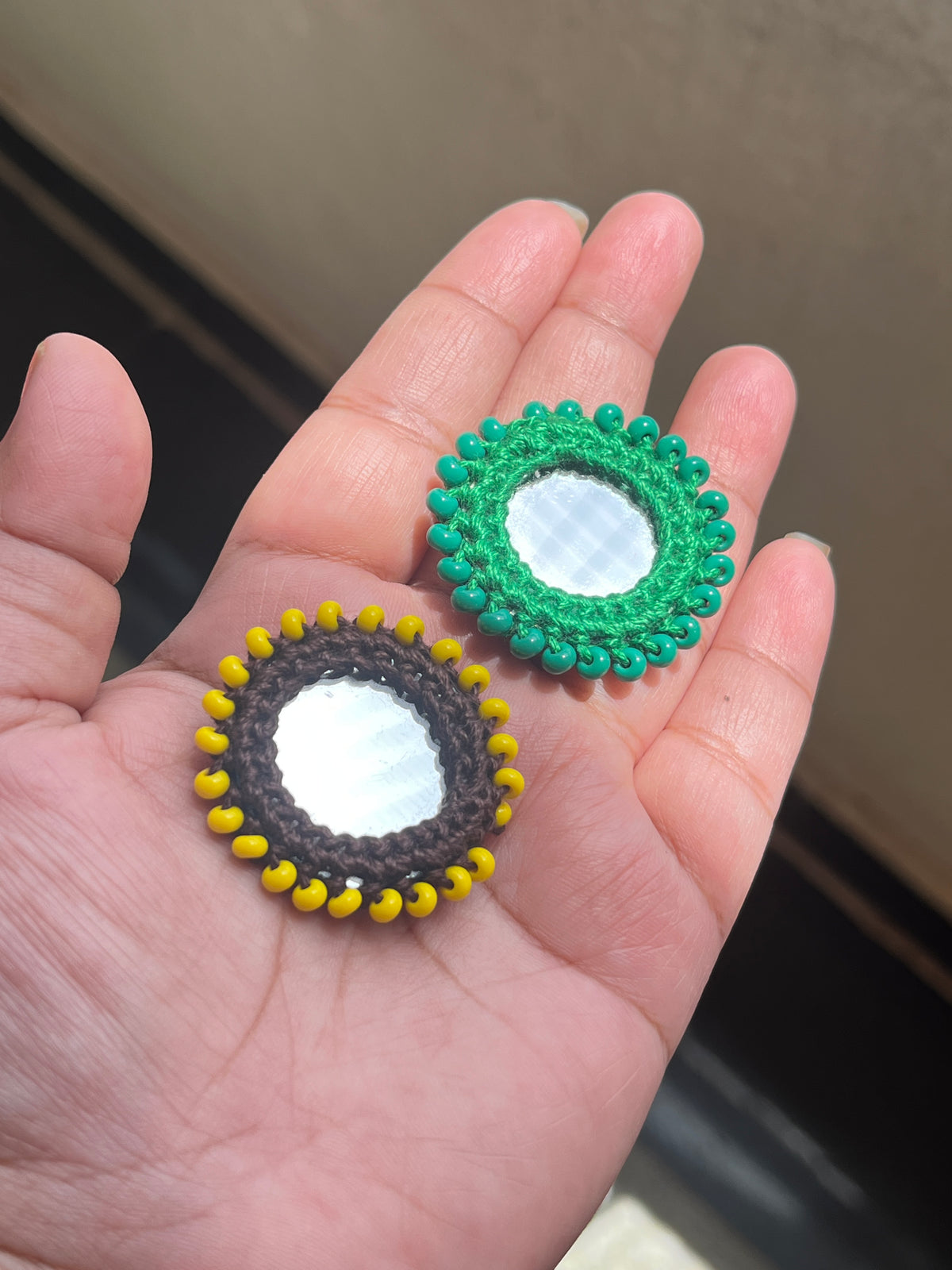 Beaded Mirror Buttons
