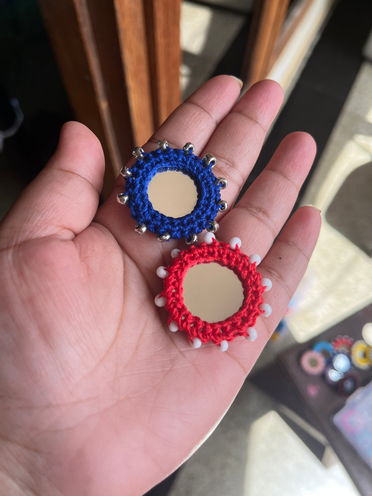 Beaded Mirror Buttons