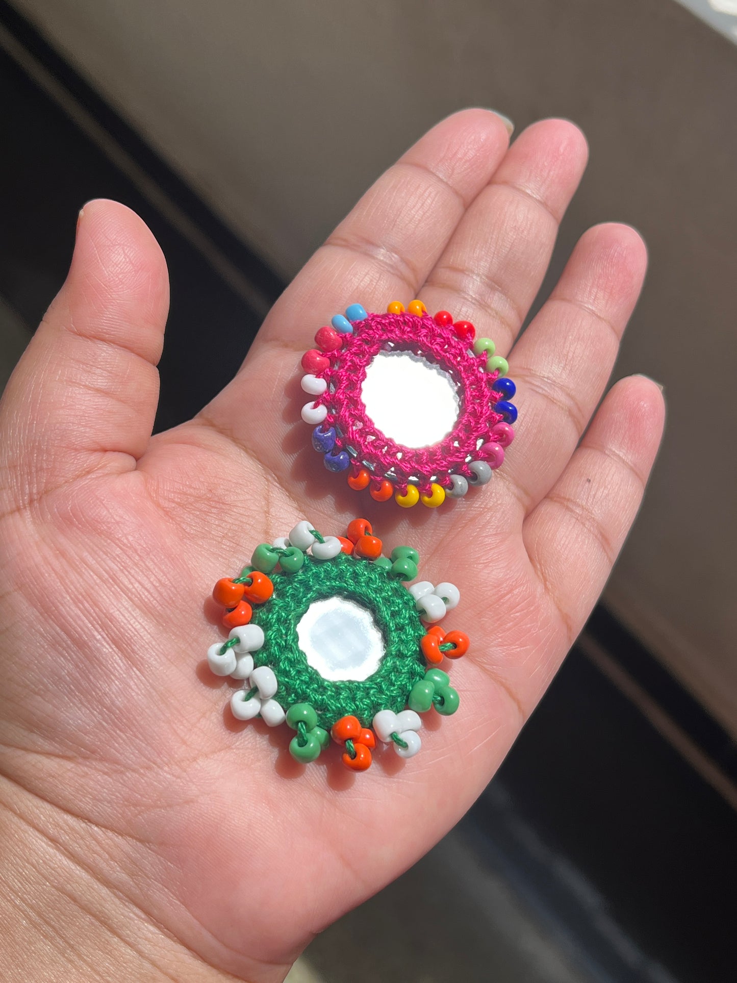 Beaded Mirror Buttons
