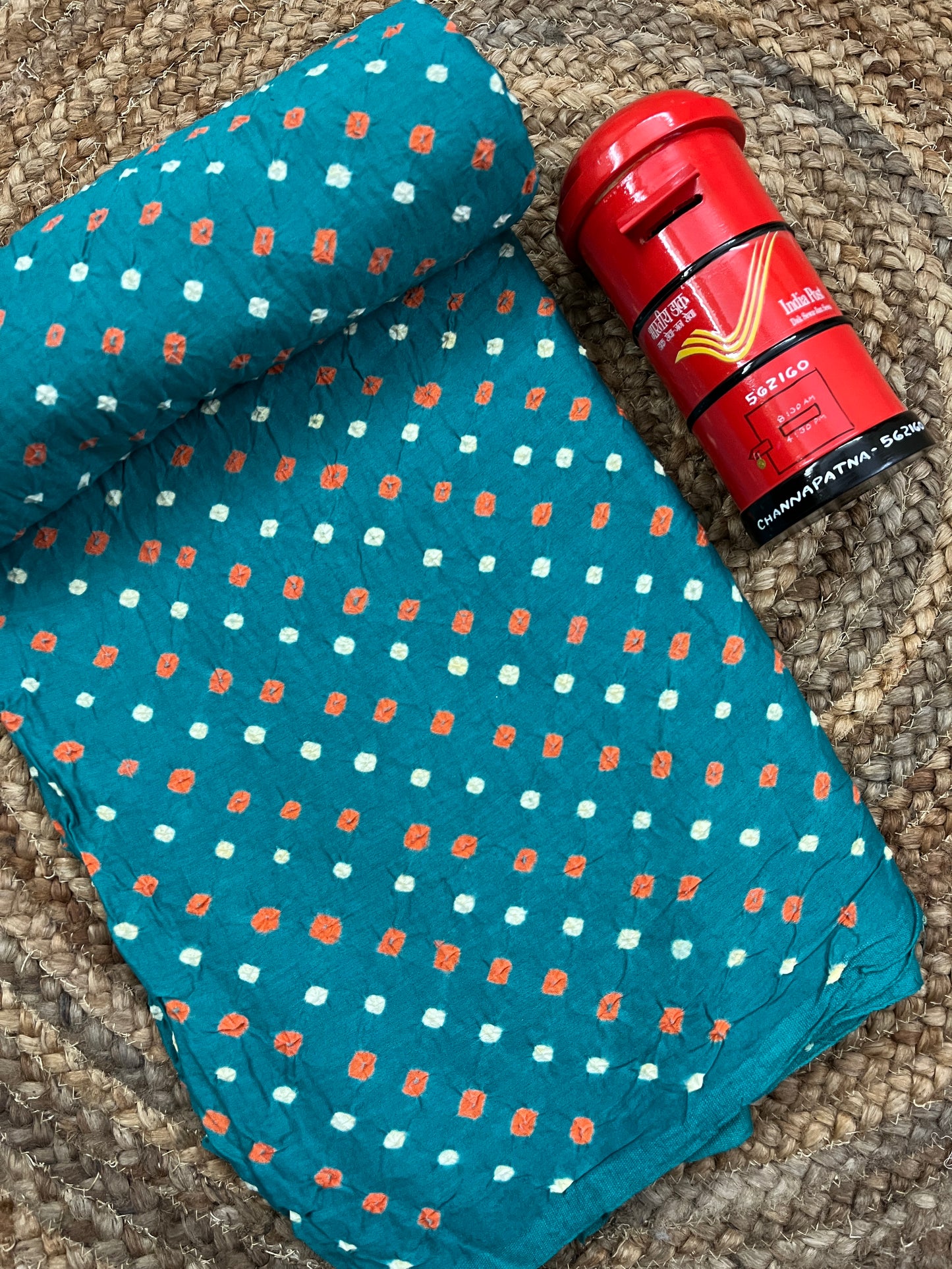 TURQUOISE Bandhani Fabric