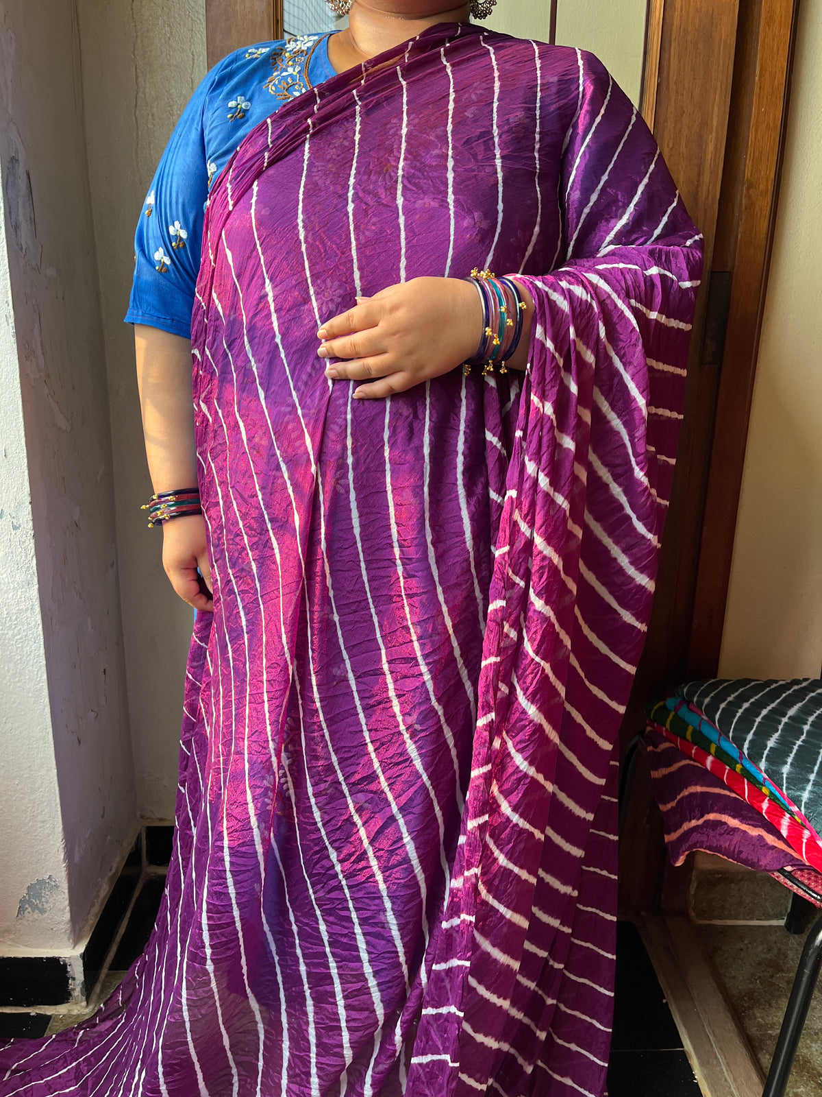 WINE Lehariya Saree