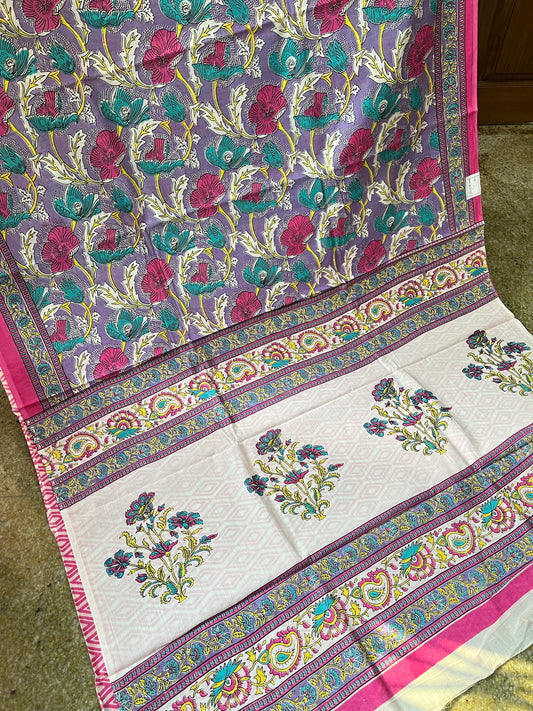 Mulmul Cotton Block Print Saree
