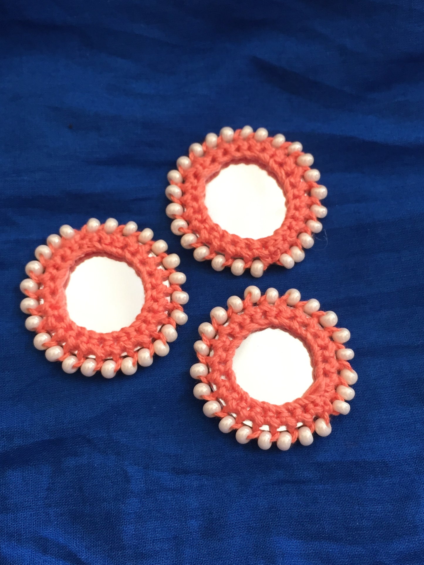 PEACH Beaded Mirror Buttons