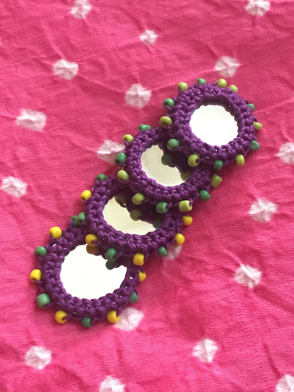 PURPLE Beaded Mirror Buttons