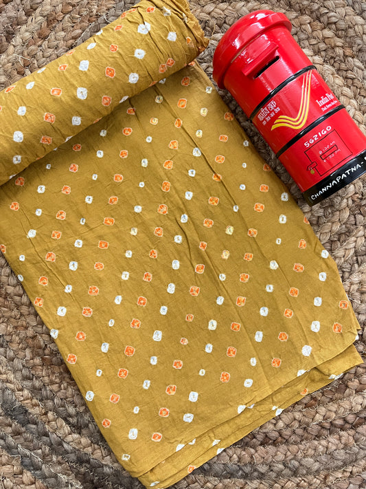 KHAKHI Bandhani Fabric