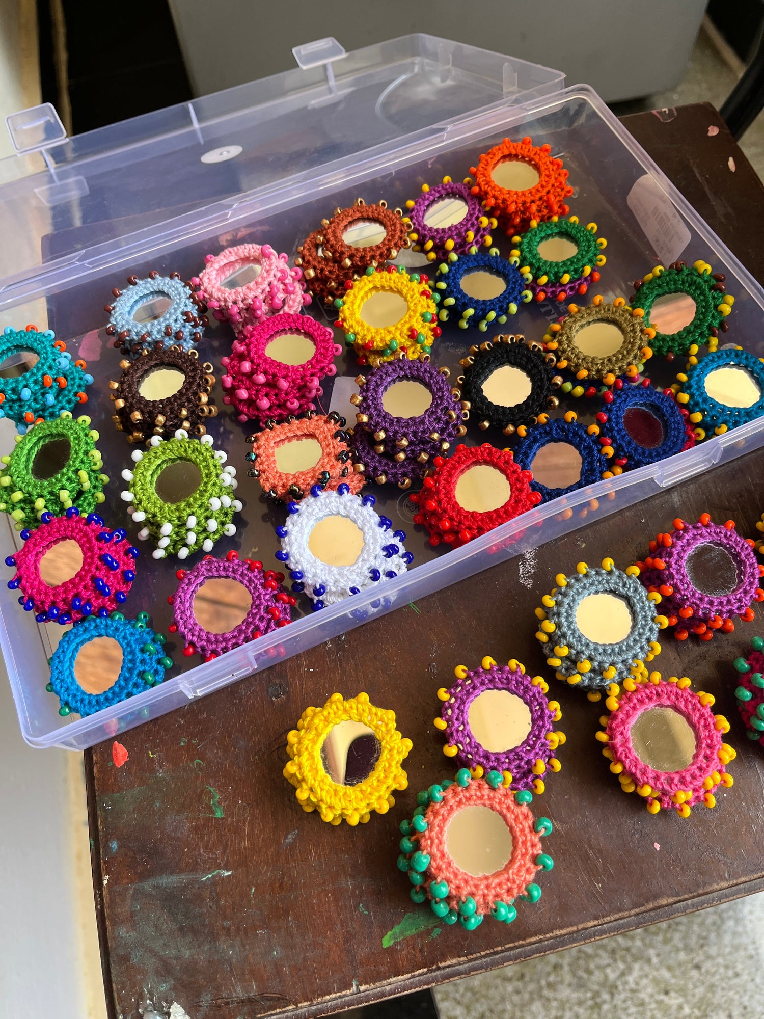 Beaded Mirror Buttons