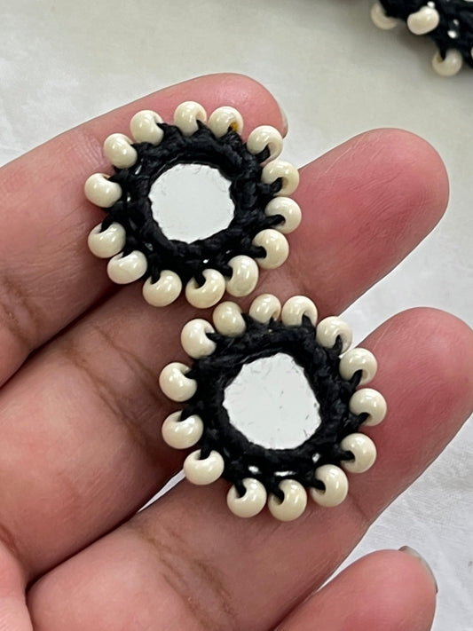 Beaded Mini Mirror Buttons