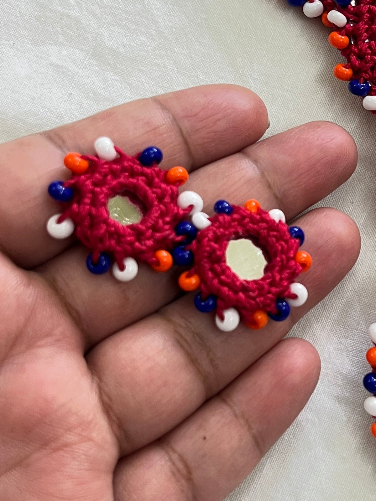 Beaded Mini Mirror Buttons