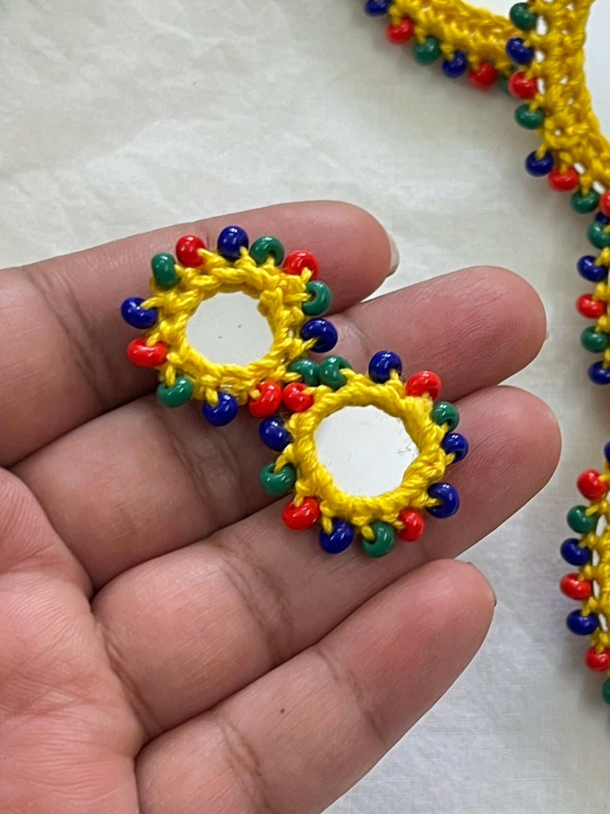 Beaded Mini Mirror Buttons