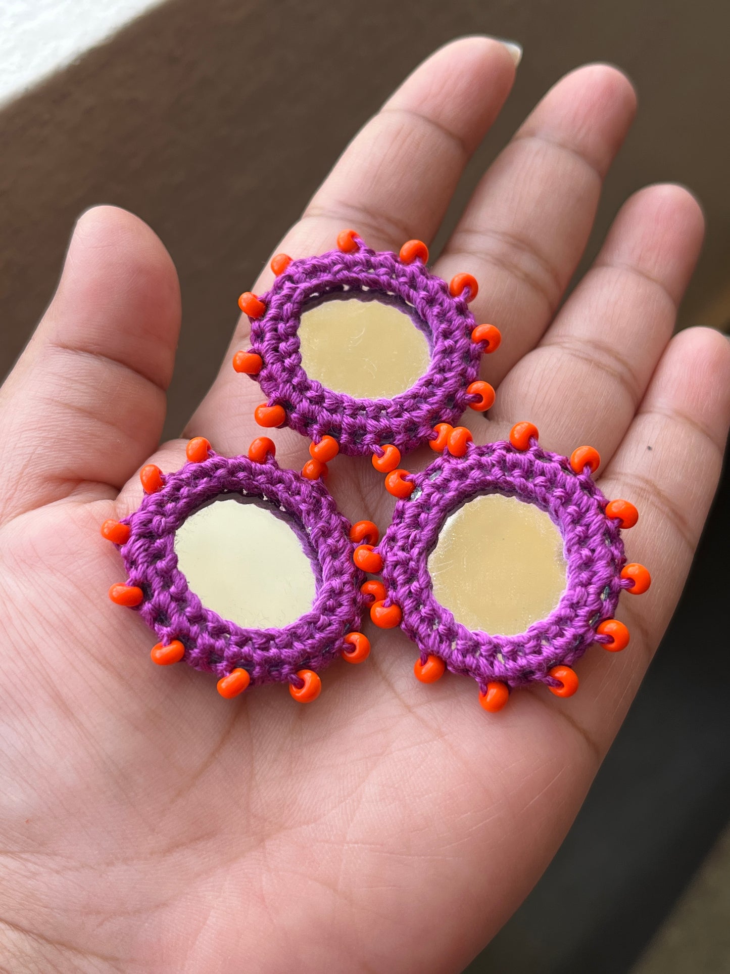 PURPLE Beaded Mirror Buttons