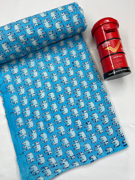 ELEPHANT Hand Block Print Fabric