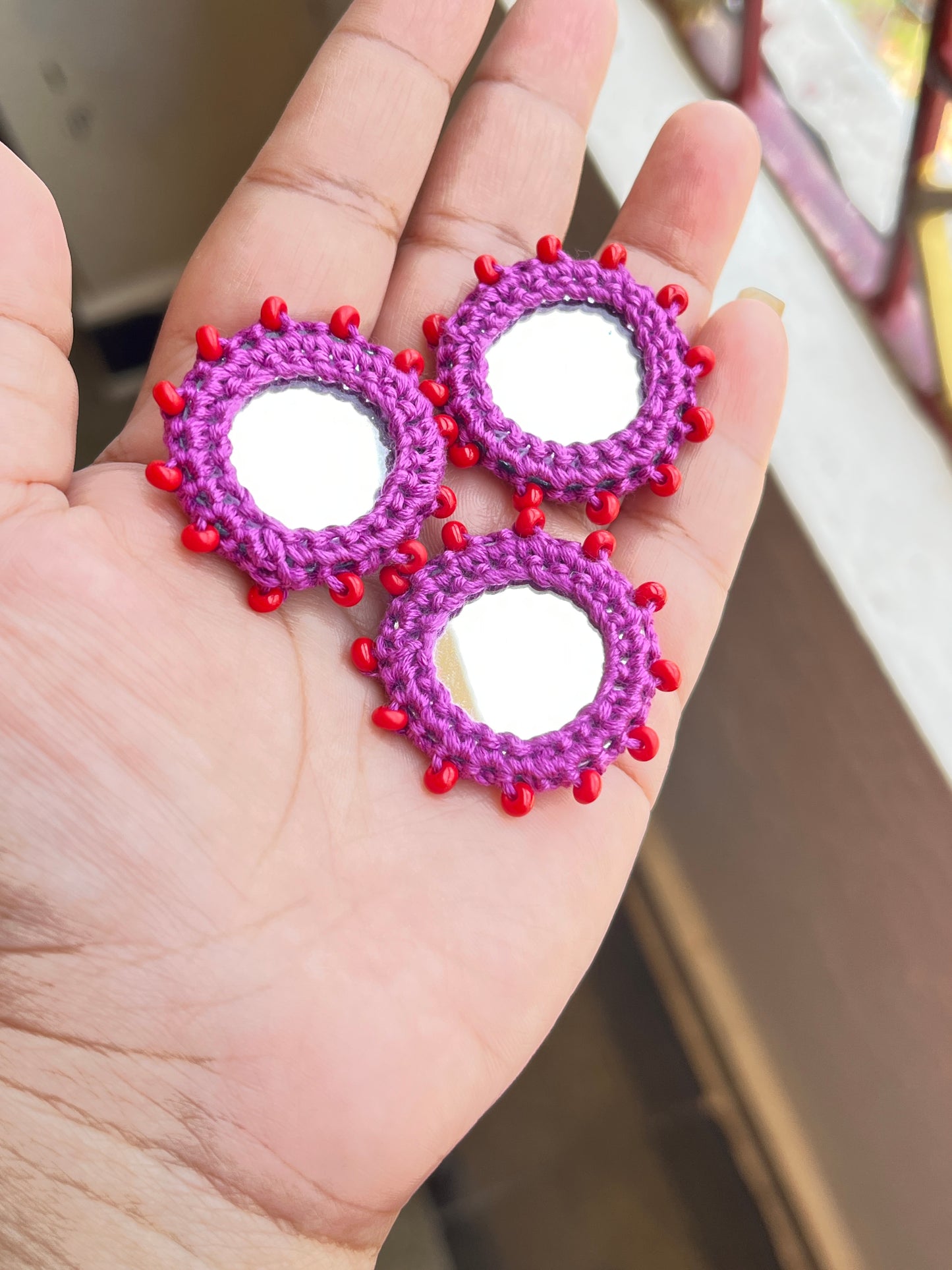 PURPLE Beaded Mirror Buttons