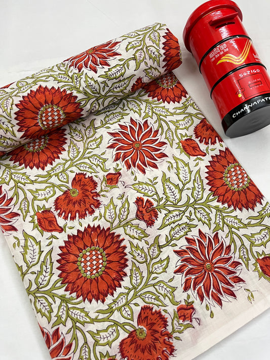 FLORAL Hand Block Print Fabric
