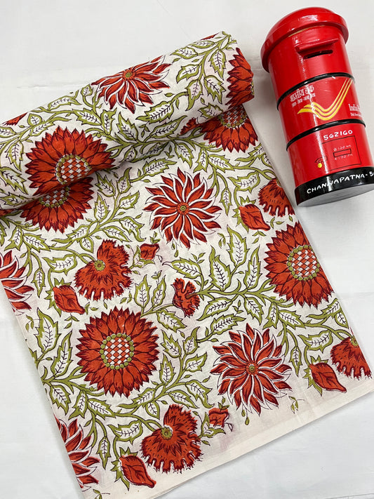 FLORAL Hand Block Print Fabric