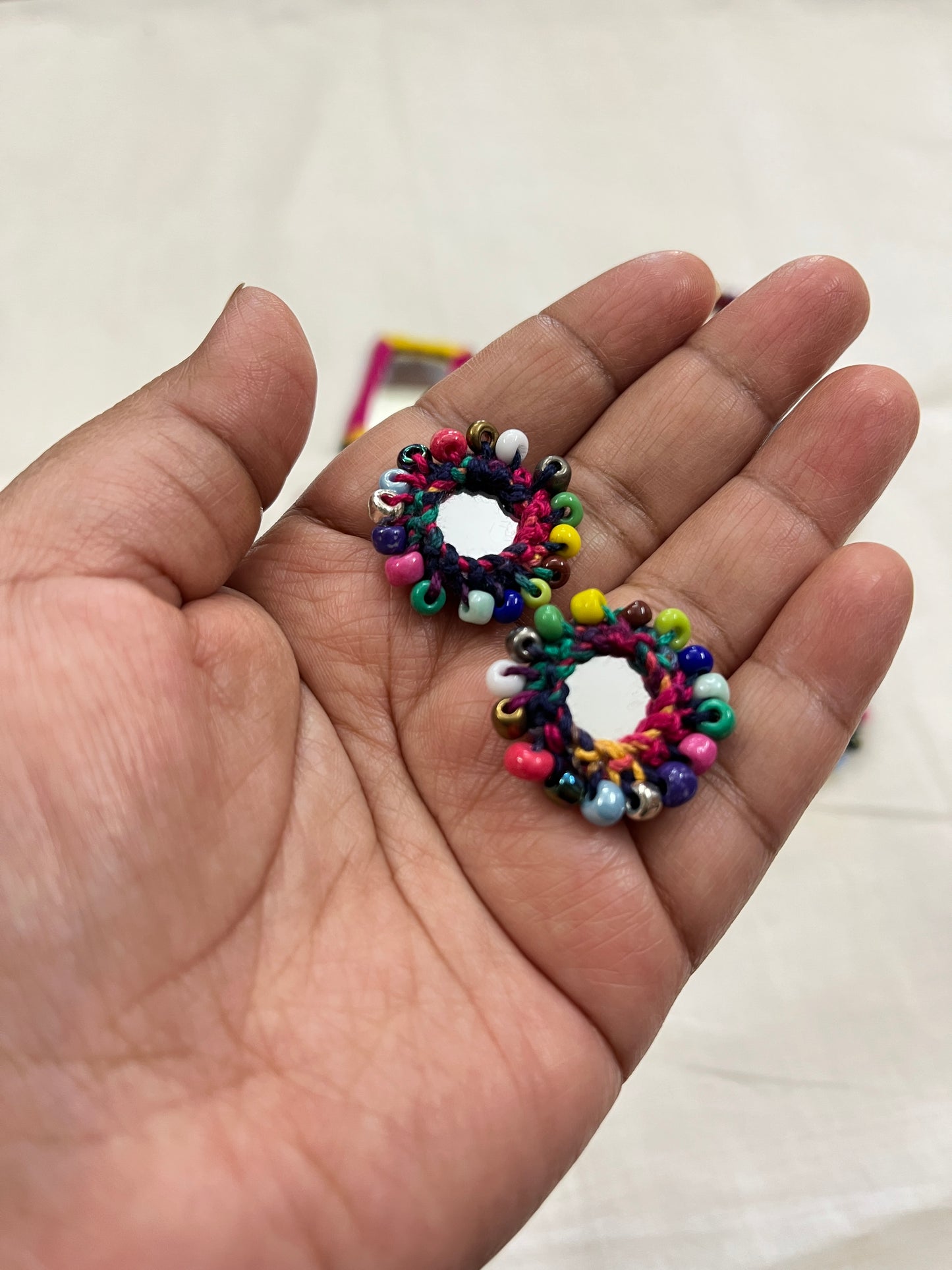 Beaded Mini Mirror Buttons