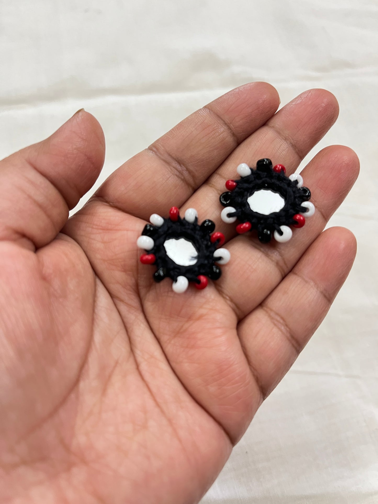Beaded Mini Mirror Buttons