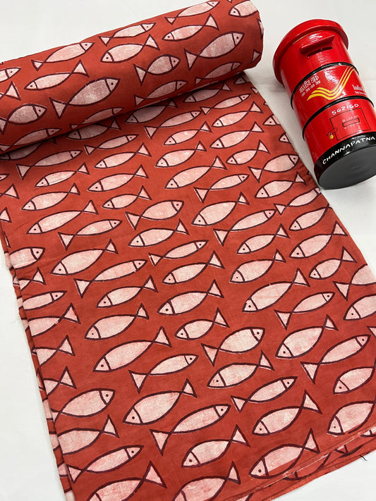 FISH Hand Block Print Fabric