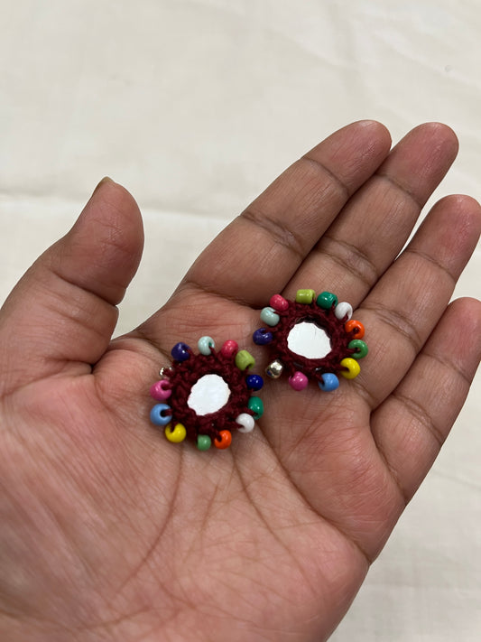 Beaded Mini Mirror Buttons