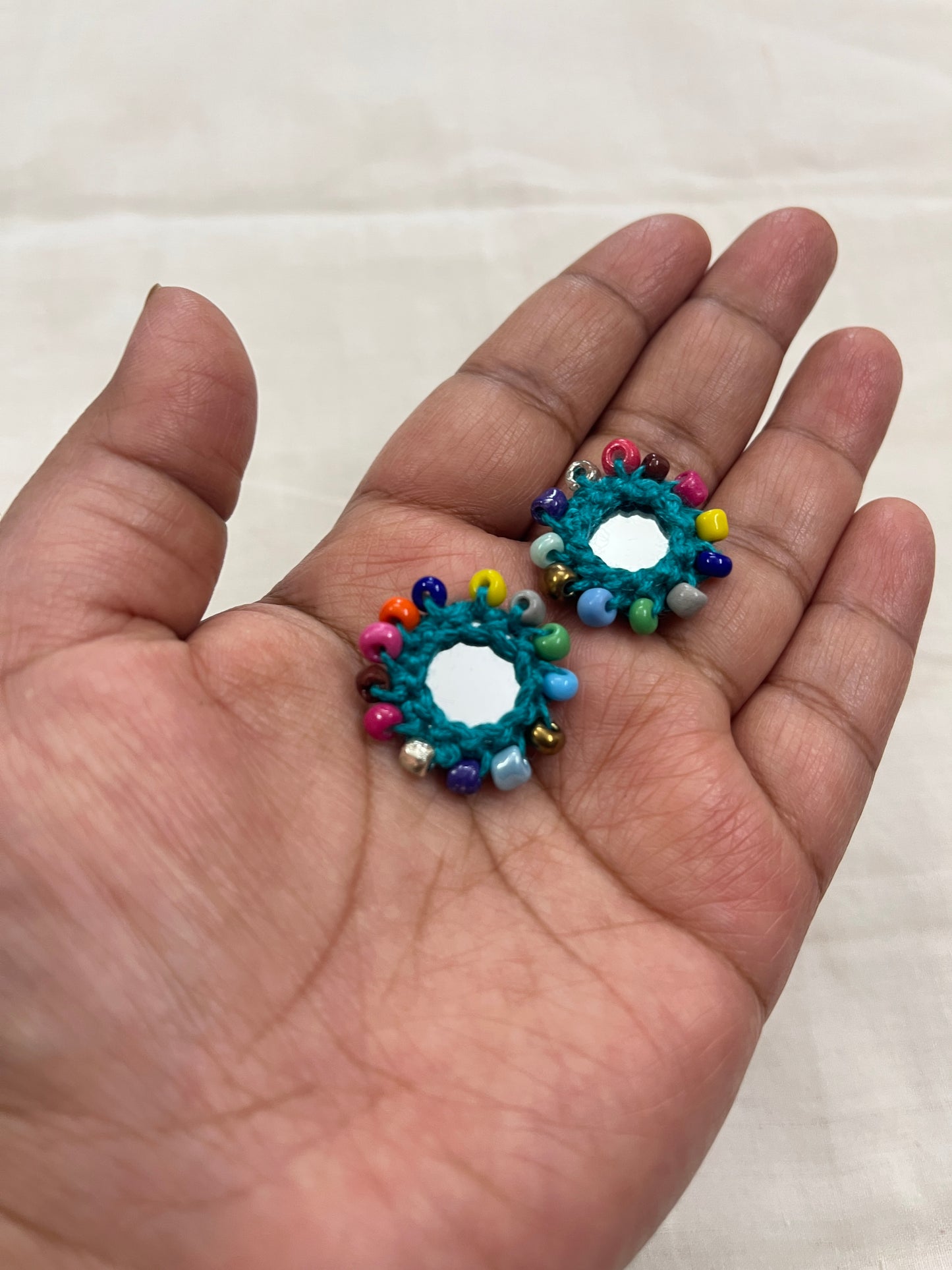 Beaded Mini Mirror Buttons
