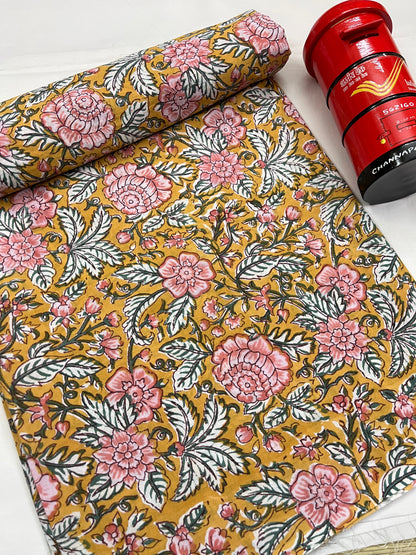 FLORAL Hand Block Print Fabric