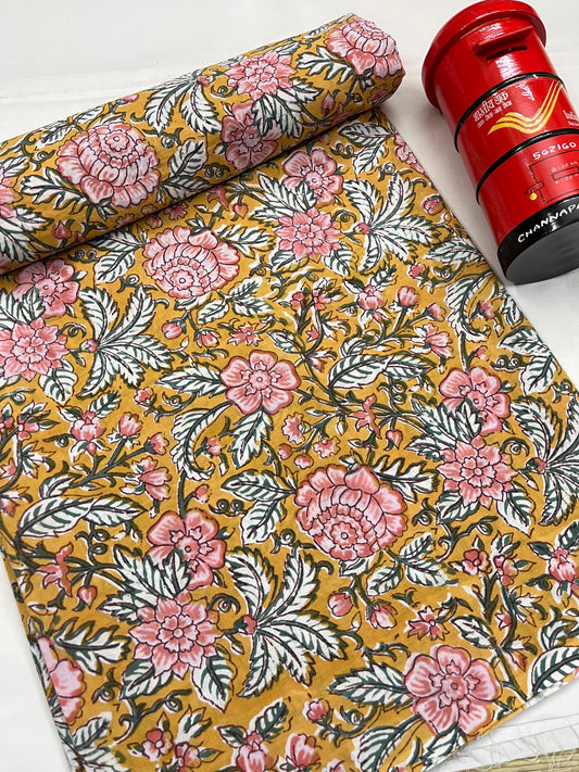 FLORAL Hand Block Print Fabric