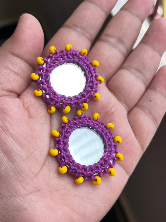 PURPLE Beaded Mirror Buttons