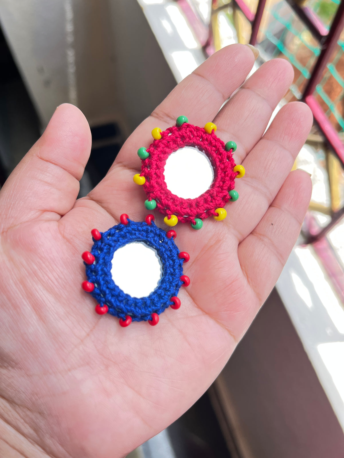 Beaded Mirror Buttons