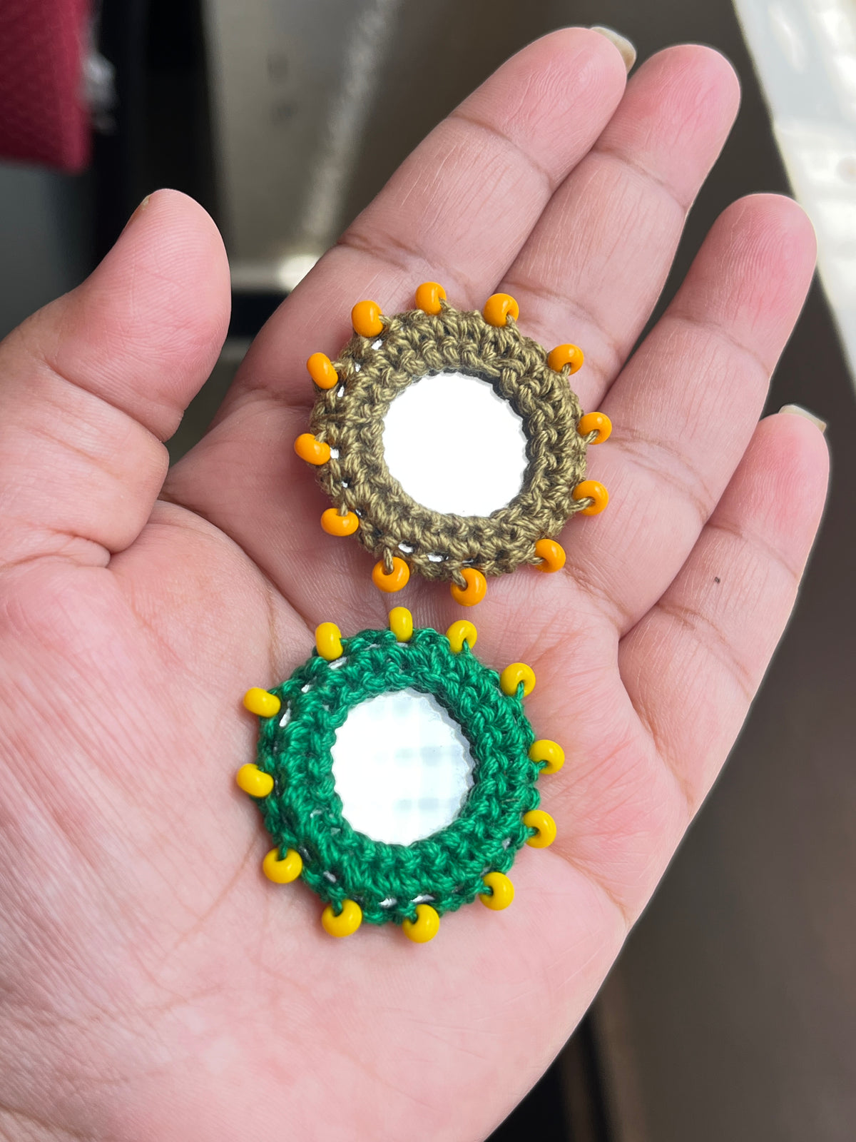 Beaded Mirror Buttons
