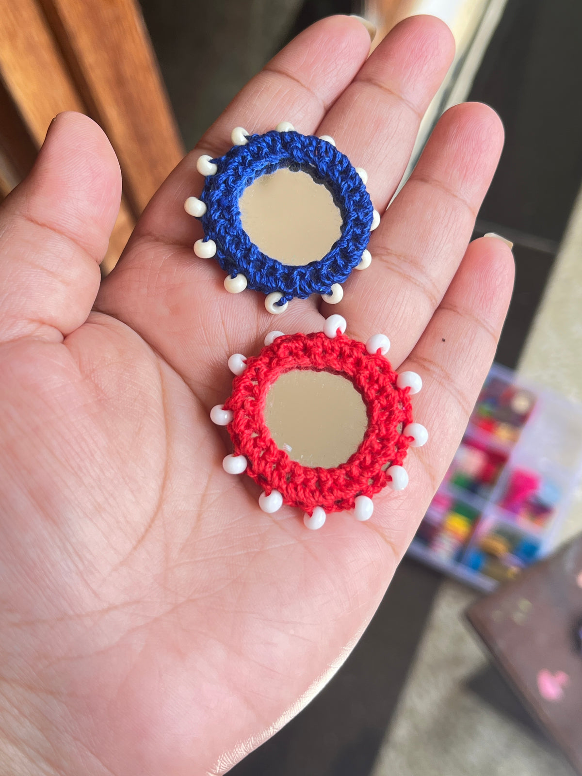 Beaded Mirror Buttons