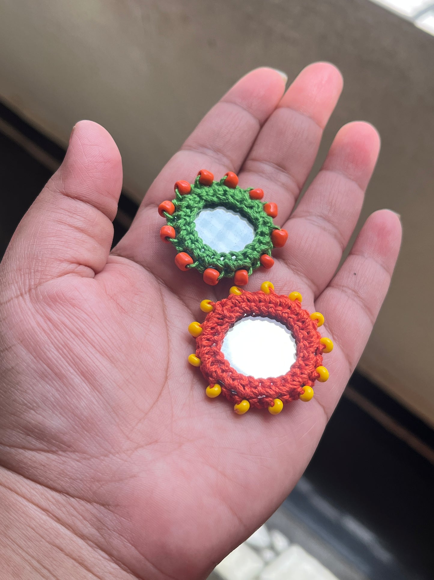 Beaded Mirror Buttons