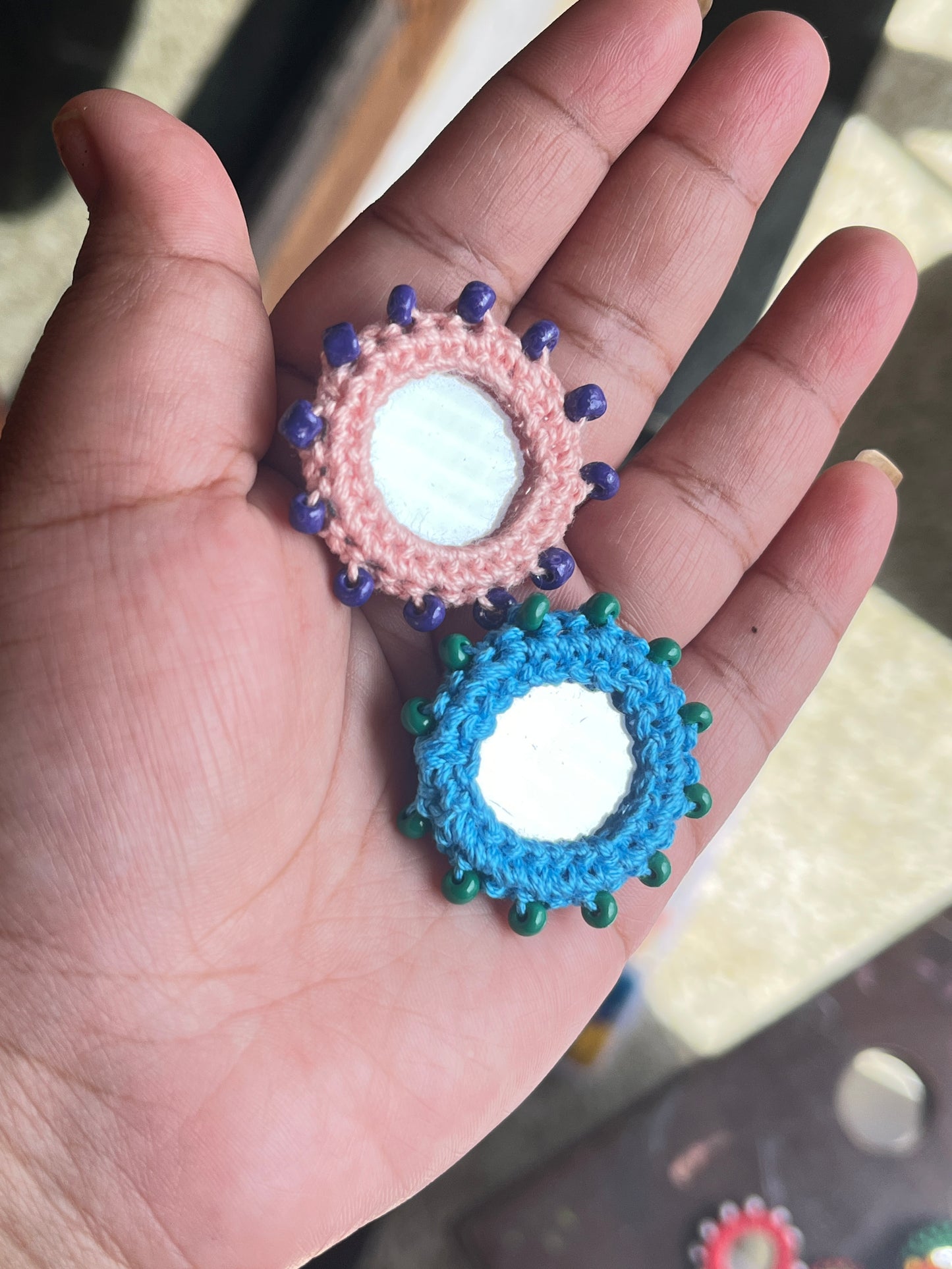 Beaded Mirror Buttons