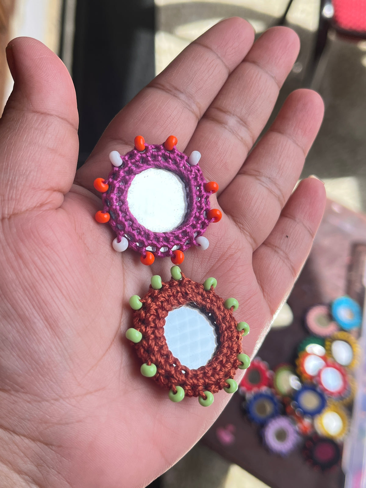 Beaded Mirror Buttons