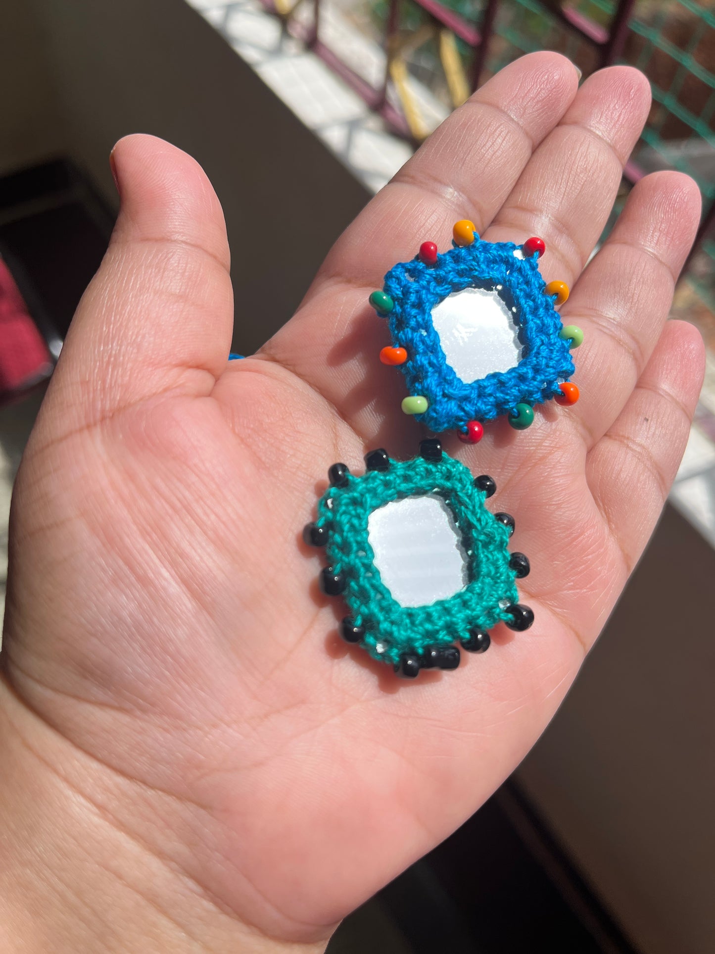 Beaded Mirror Buttons