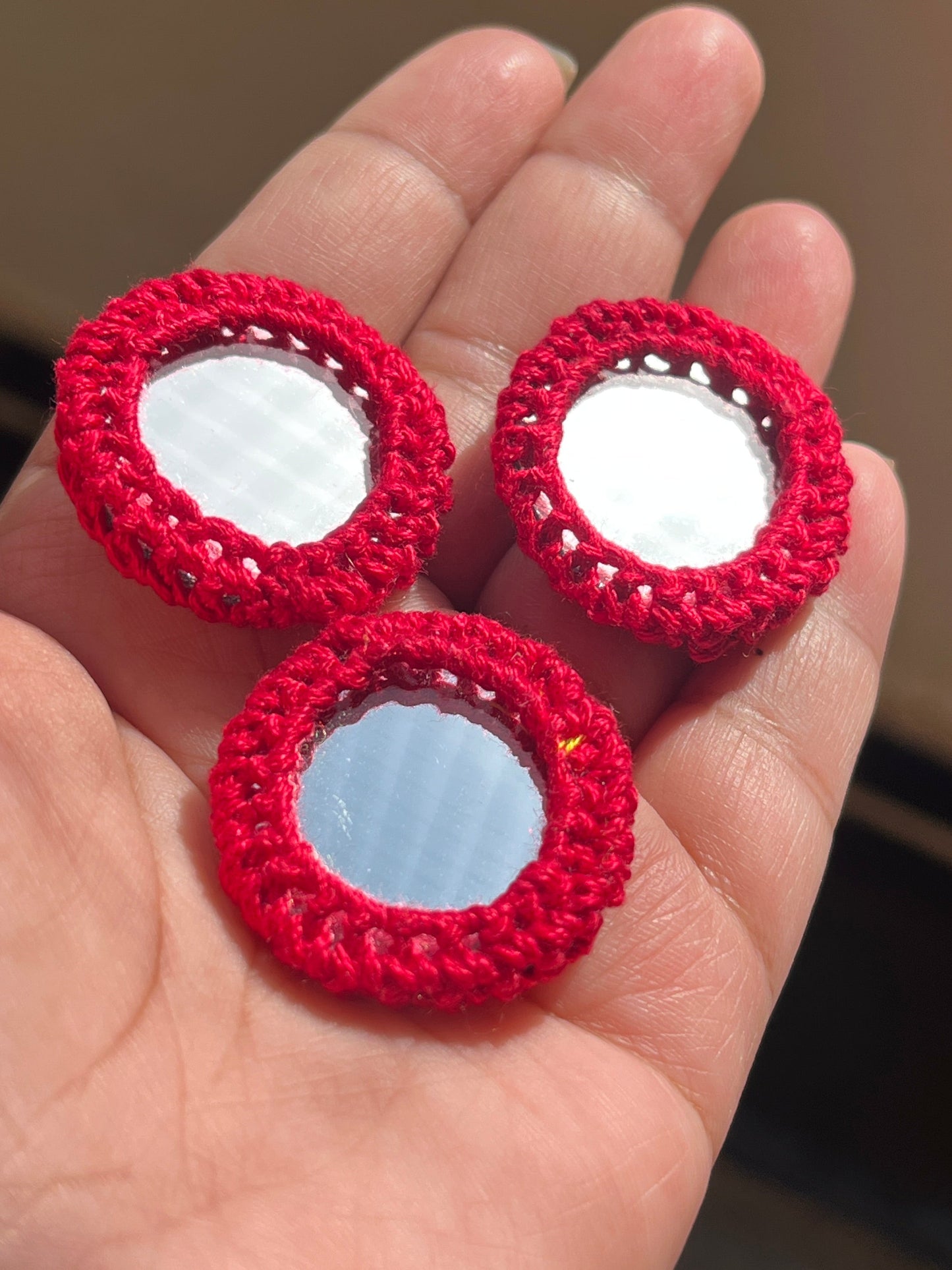 BRIGHT RED Mirror Buttons