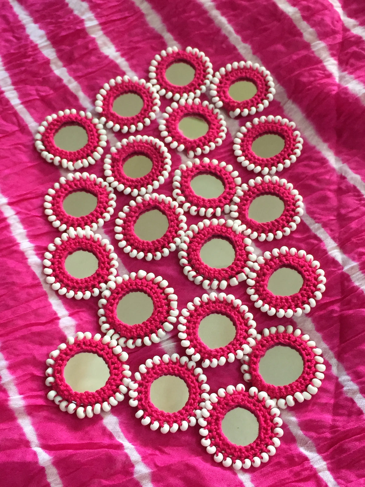 RANI PINK Beaded Mirror Buttons