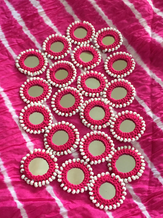 RANI PINK Beaded Mirror Buttons