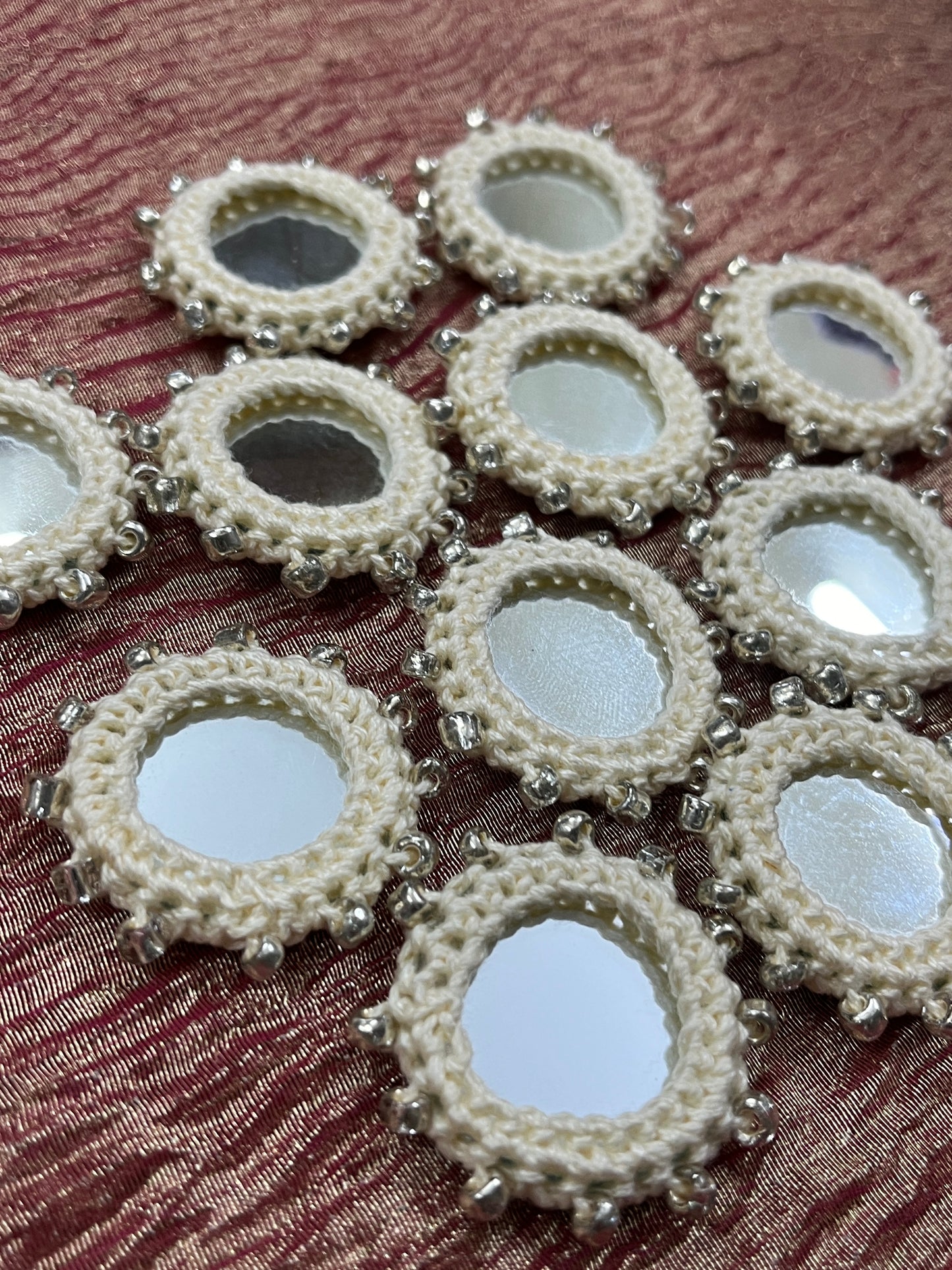 CREAM Beaded Mirror Buttons