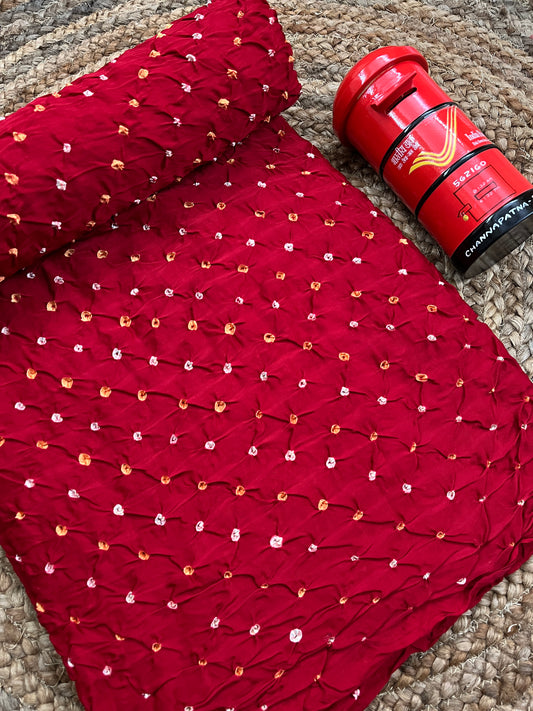 RED Modal Silk Bandhani Fabric