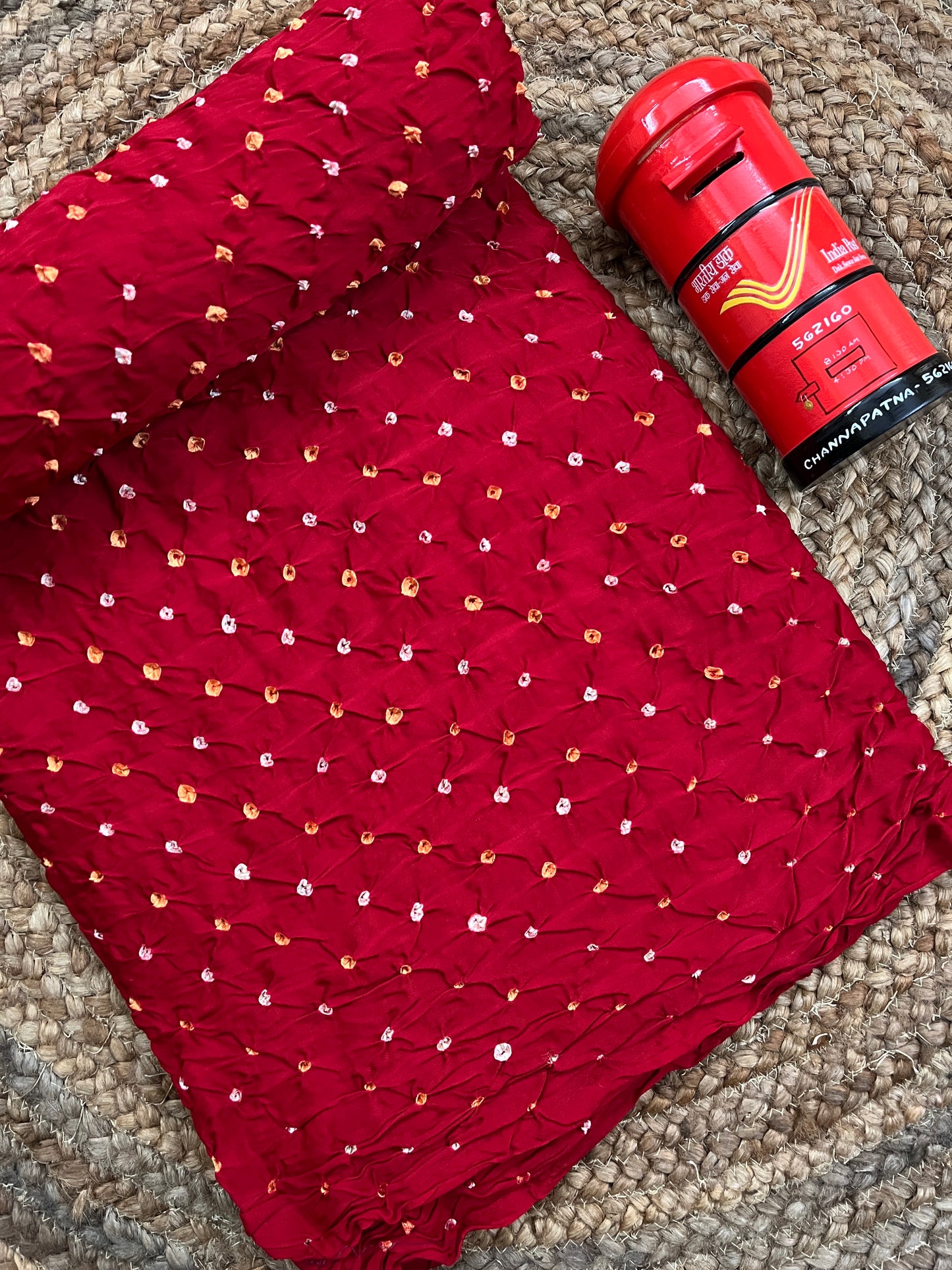 RED Modal Silk Bandhani Fabric