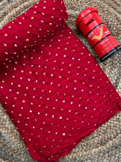 RED Modal Silk Bandhani Fabric