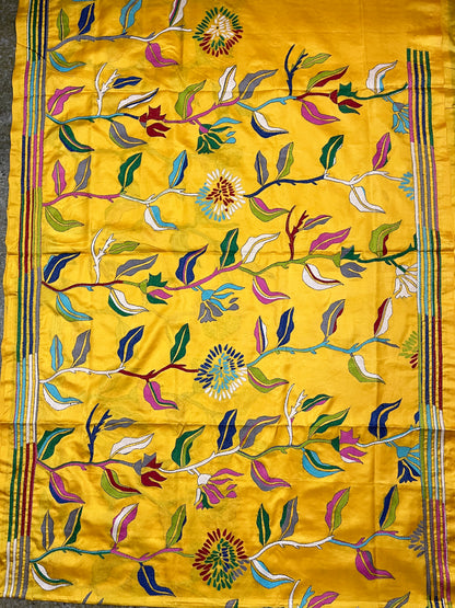 FLORAL FUSION Kanthawork Saree