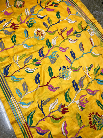 FLORAL FUSION Kanthawork Saree