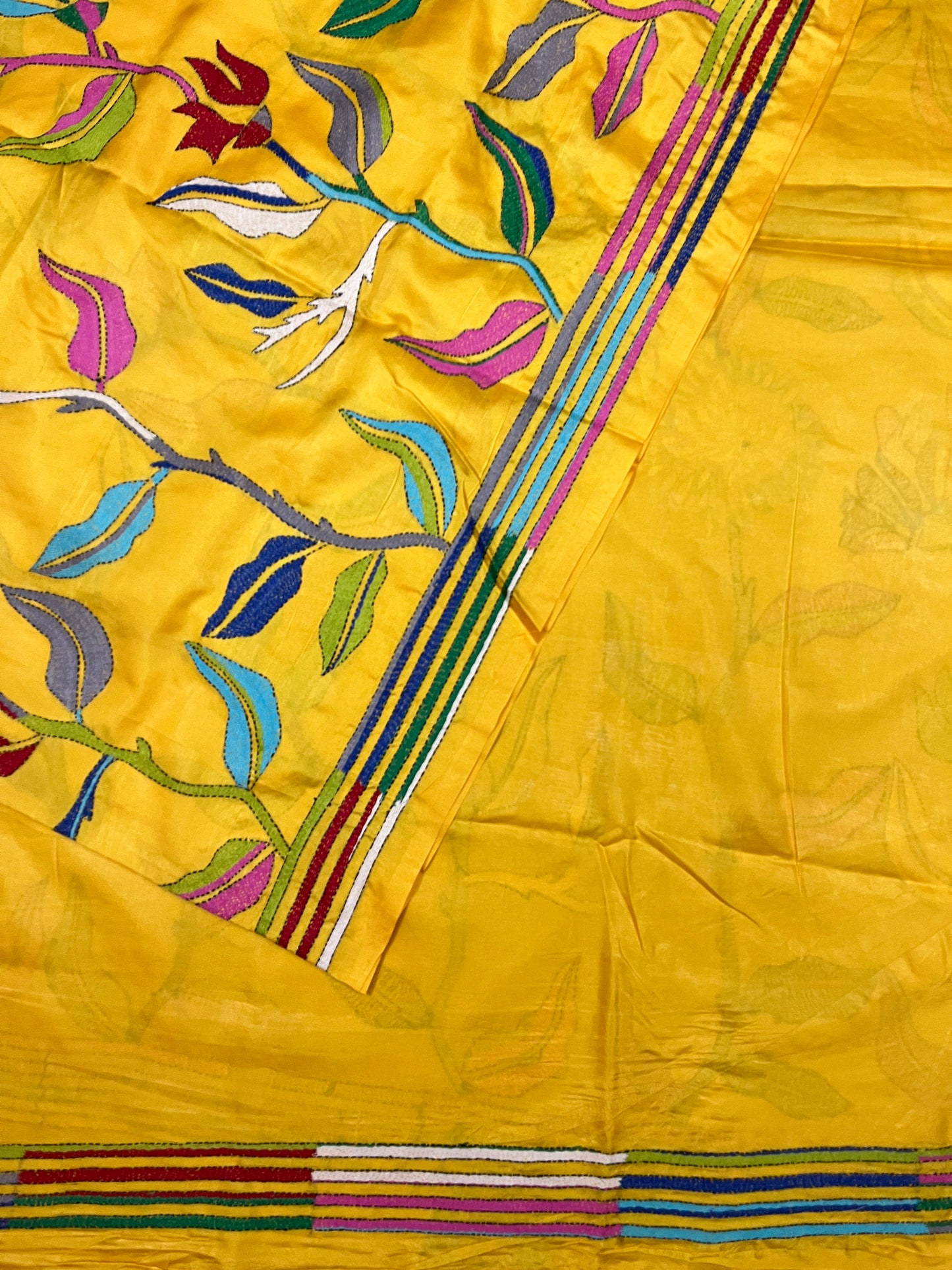 FLORAL FUSION Kanthawork Saree