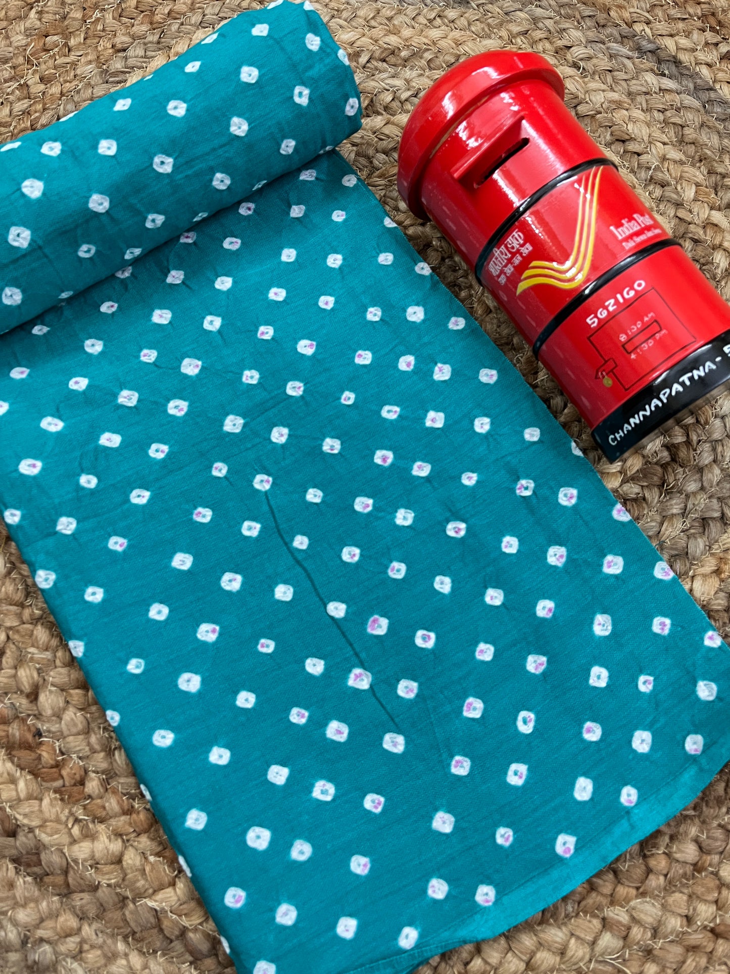 TURQUOISE Bandhani Fabric
