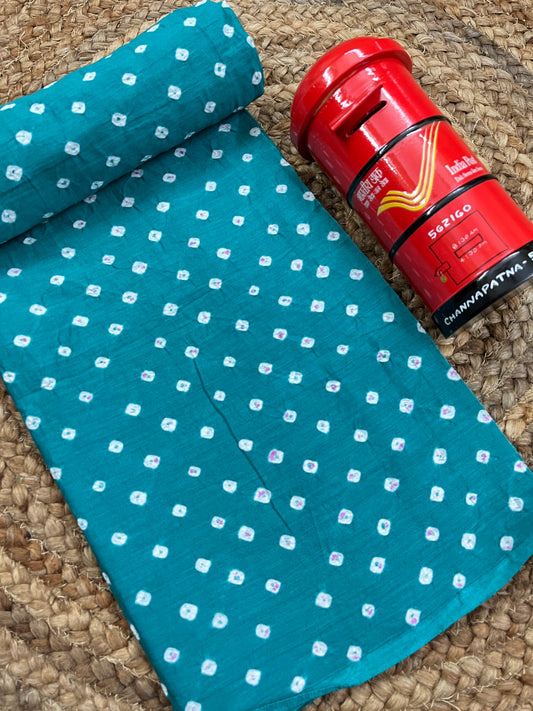 TURQUOISE Bandhani Fabric