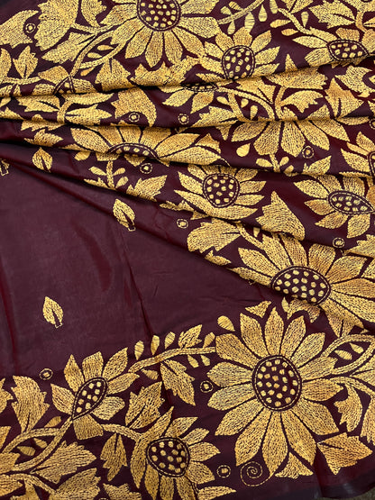 SUNFLOWER Kanthawork Saree