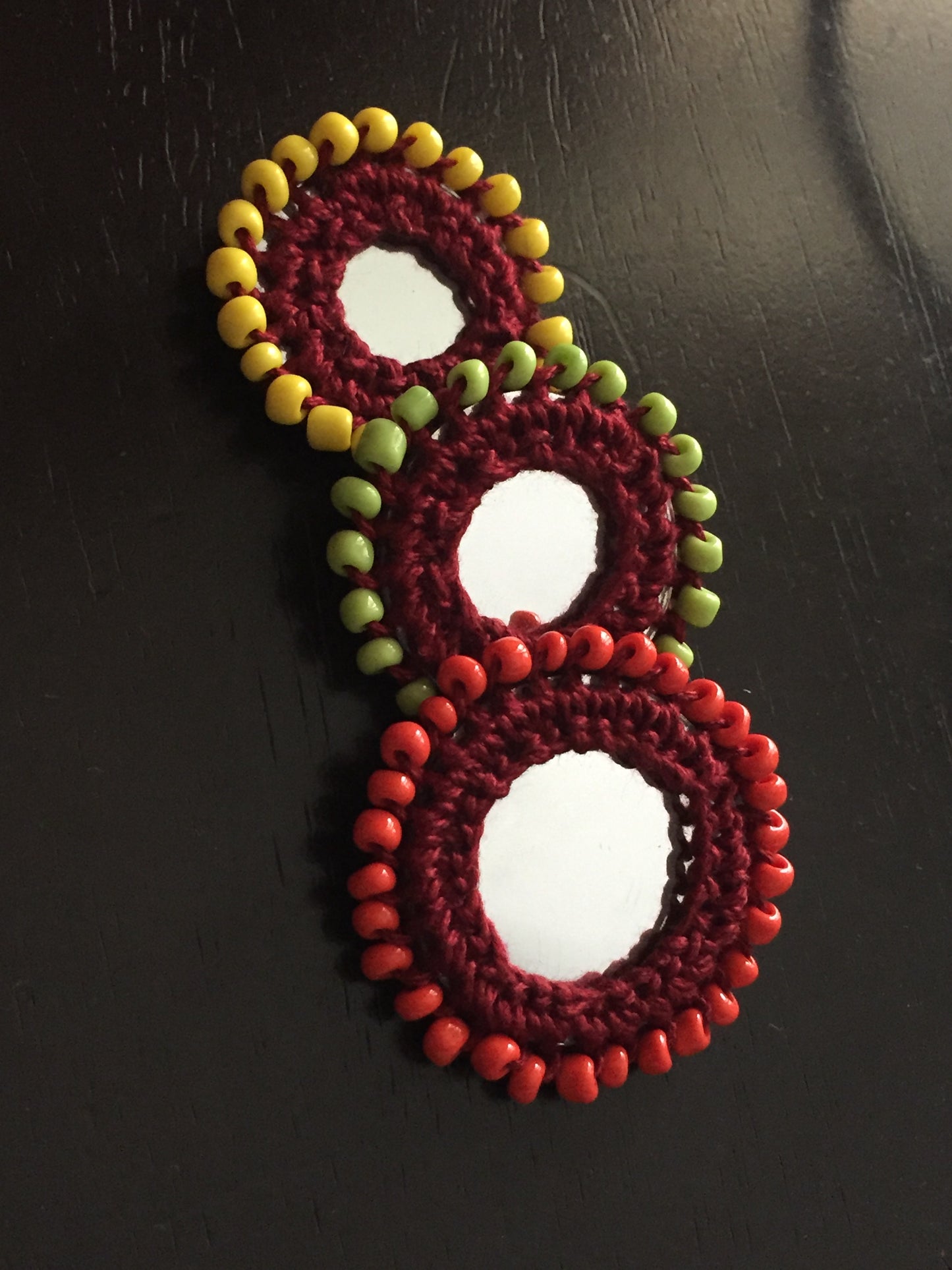 BROWN Beaded Mirror Buttons